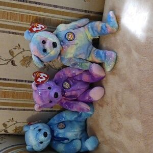 Ty Clubby VI Multicolor Plush Bear Trio 2003